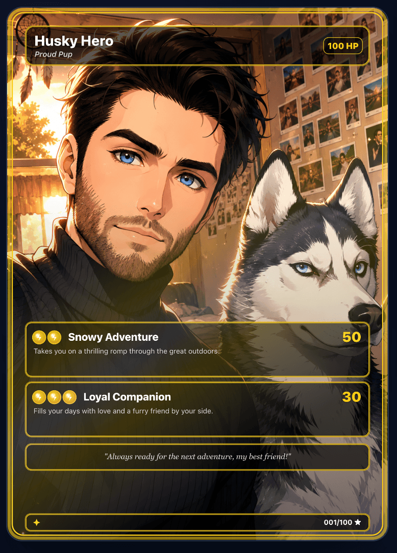 Custom Pet Husky TCG Card