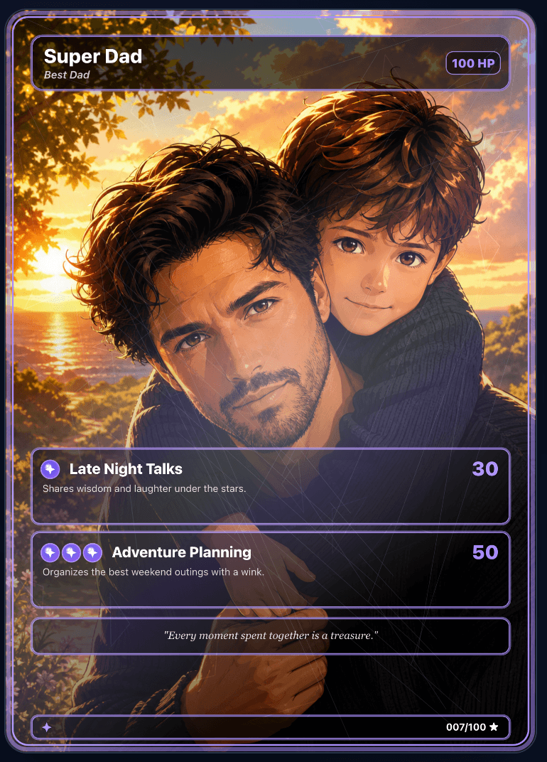Super Dad custom family TCG card